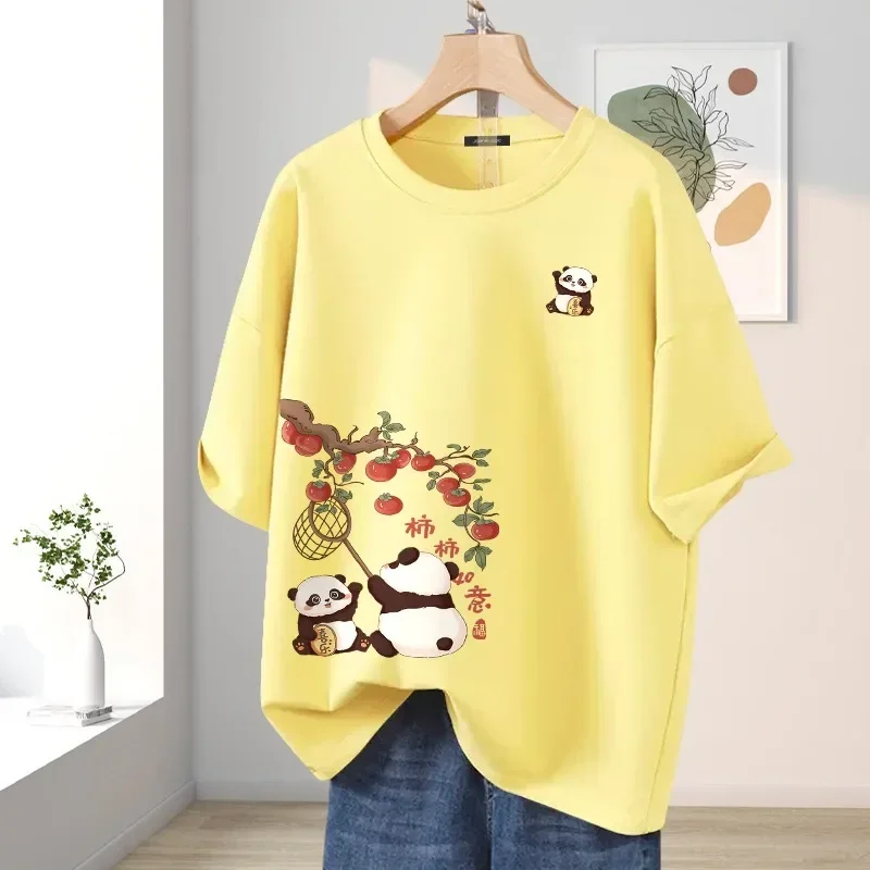 Summer Vintage Loose Casual Fashion Chic Panda Short Sleeve Top Tee Women's Cartoon Printed O-neck T-shirt
Summer Vintage Loose Casual Fashion Chic Panda Short Sleeve Top Tee Women's Cartoon Printed O-neck T-shirt