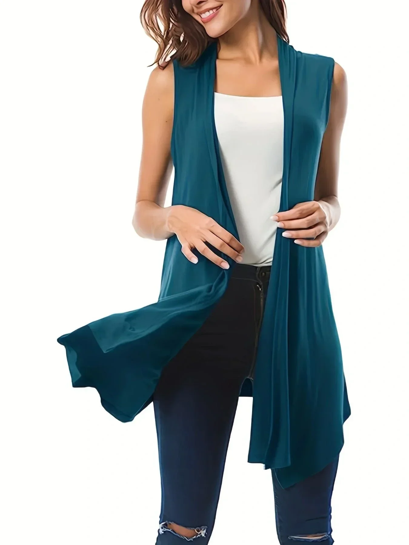 Women's Plus Size Hot Selling 1XL-5XL Solid Color Hem Sleeveless Cardigan Versatile Casual Cardigan Simple Fashionable Cardigan
Women's Plus Size Hot Selling 1XL-5XL Solid Color Hem Sleeveless Cardigan Versatile Casual Cardigan Simple Fashionable Cardigan