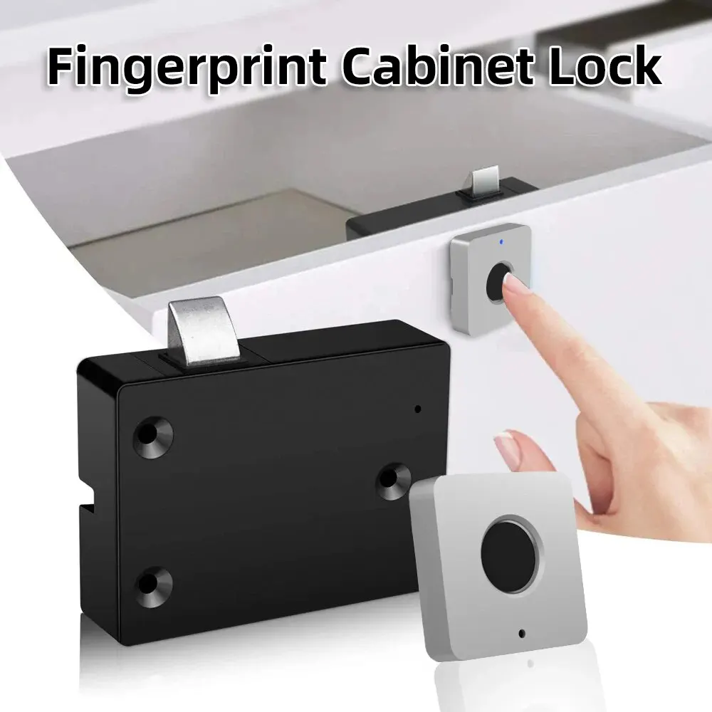1pc Fingerprint Cabinet Lock, Smart Biometric Cabinet Electronic Lock With USB Key, Keyless Hidden File Drawer Wardrobe Lock