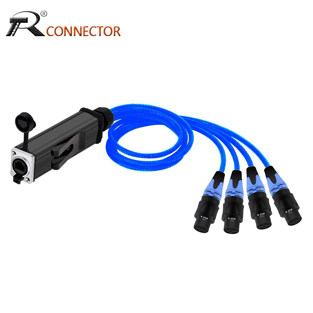 RJ45 CAT5 Converter 90mm Box Extender to 4 Channel 3Pins XLR Multi Network Receiver Breakout Extension Cable for Stage Lighting
RJ45 CAT5 Converter 90mm Box Extender to 4 Channel 3Pins XLR Multi Network Receiver Breakout Extension Cable for Stage Lighting