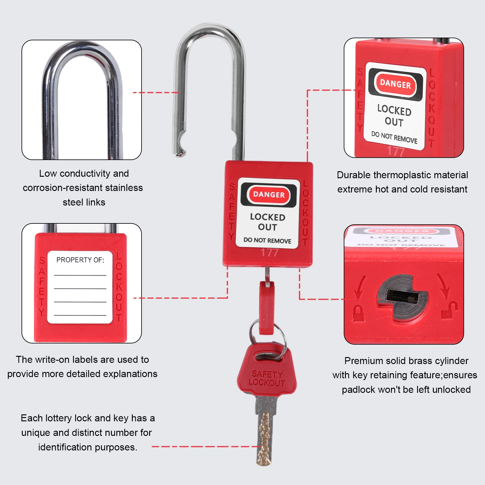 100 Pcs Keyed Different Loto Locks with 100 Pcs Tags Lock Out Tag Out Padlocks for Electrical Applications
100 Pcs Keyed Different Loto Locks with 100 Pcs Tags Lock Out Tag Out Padlocks for Electrical Applications