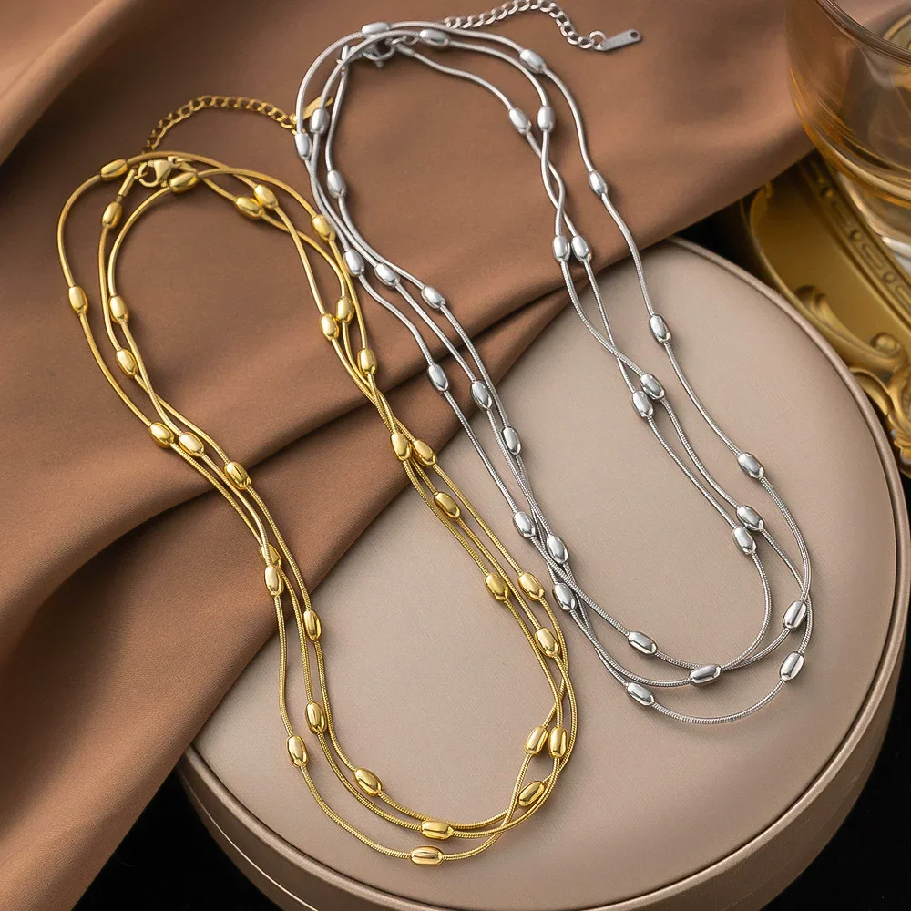 316L Stainless Steel Gold Silver Color Multi Layers Necklace For Women Fashion Waterproof Neck Chain Jewelry Gift
316L Stainless Steel Gold Silver Color Multi Layers Necklace For Women Fashion Waterproof Neck Chain Jewelry Gift