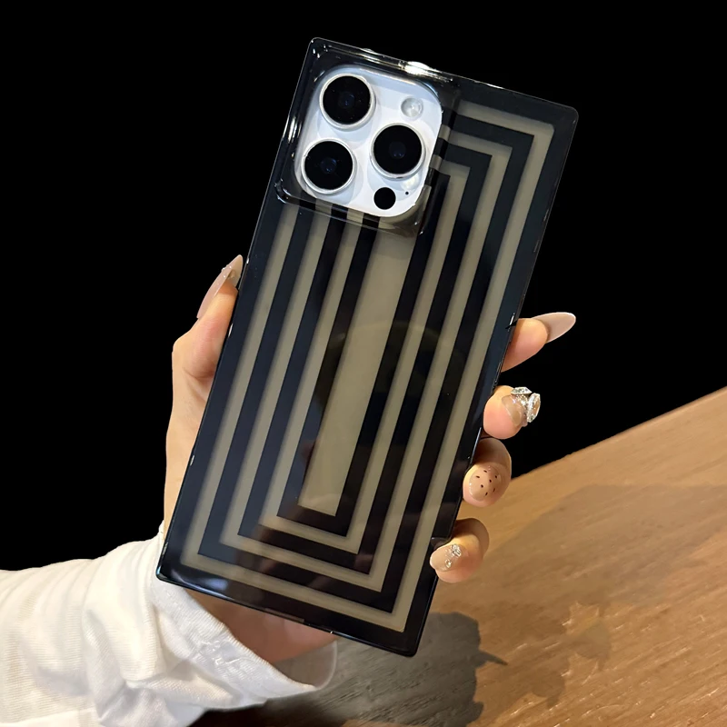 Simple Fashion Line Frame Rectangular Edge Case For iPhone 16 Pro Max 15 13 14 Transparent Black Shockproof Phone Back Cover
Simple Fashion Line Frame Rectangular Edge Case For iPhone 16 Pro Max 15 13 14 Transparent Black Shockproof Phone Back Cover