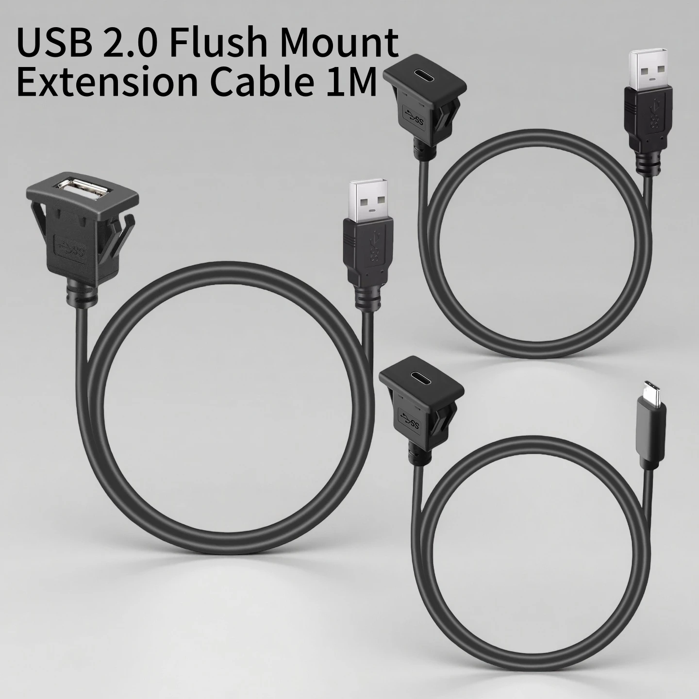 1M Square USB2.0 Type C Panel Cable USB 2.0 Male to C Female Flush Mount Extension Cord for Car Truck Boat Motorcycle Dashboard
1M Square USB2.0 Type C Panel Cable USB 2.0 Male to C Female Flush Mount Extension Cord for Car Truck Boat Motorcycle Dashboard