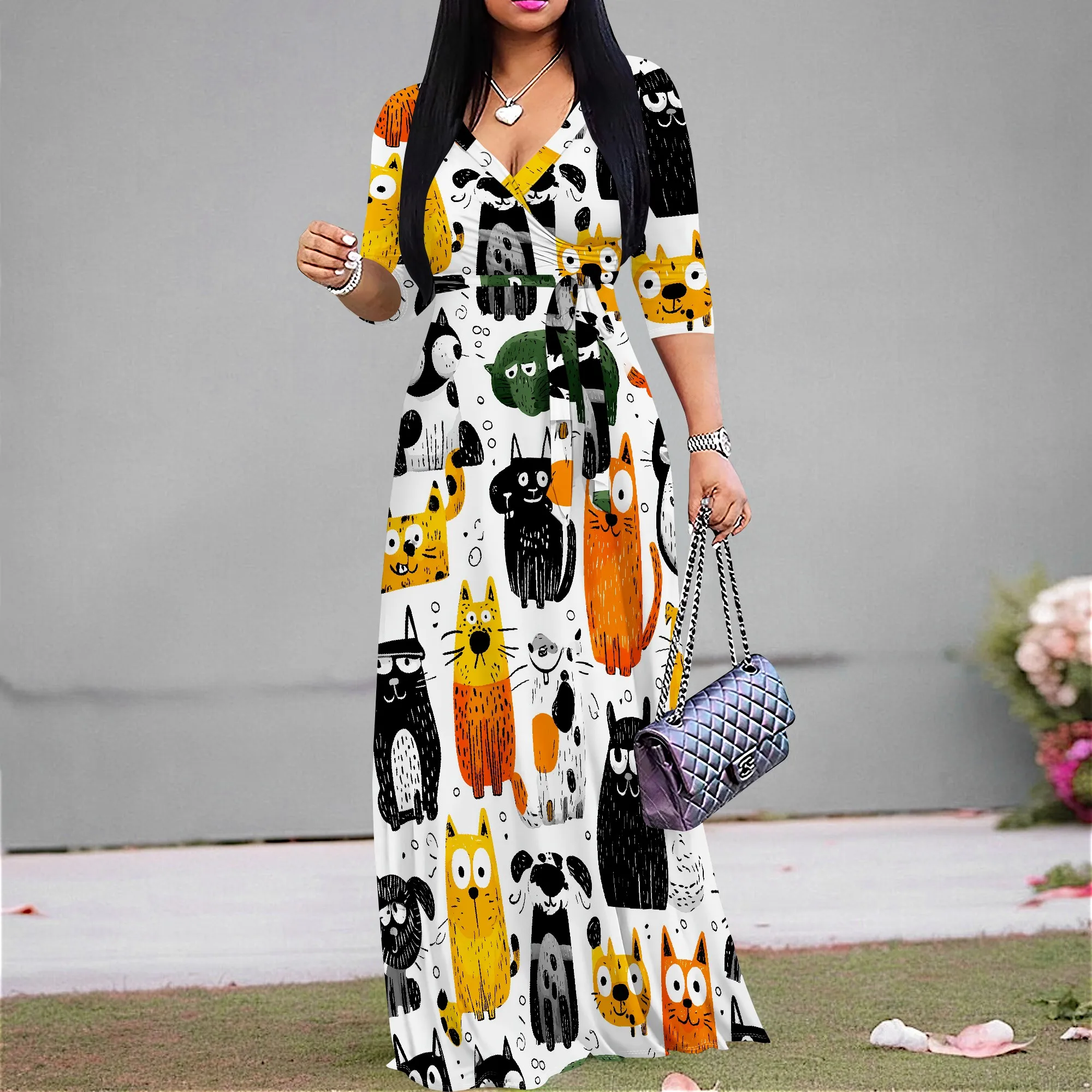 Cute Cat Print Maxi Dress Plus Size S-3XL for Spring & Summer - Fun Animal Pattern Dress for Pet Lovers
Cute Cat Print Maxi Dress Plus Size S-3XL for Spring & Summer - Fun Animal Pattern Dress for Pet Lovers