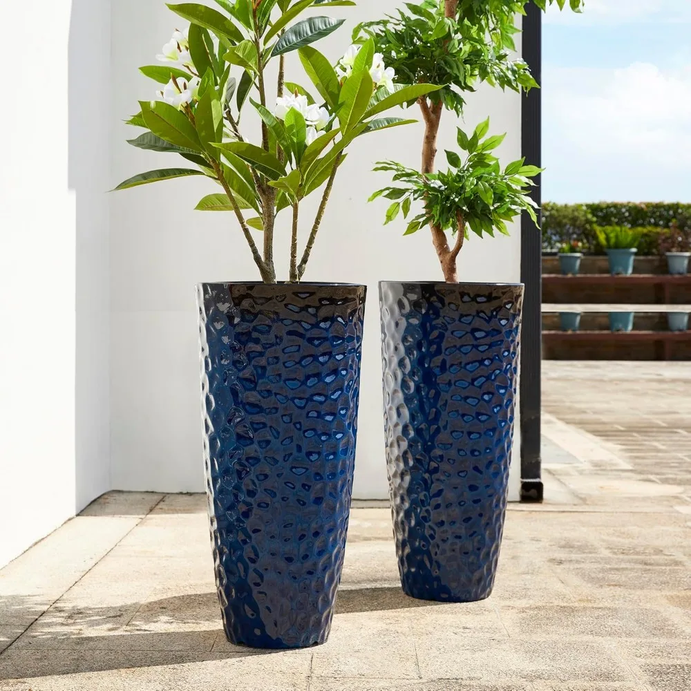 Oversized Tall Planter, Set of 2 Honeycomb Textured Gradient Cobalt Blue Round Garden Plant Pots with Drainage
Oversized Tall Planter, Set of 2 Honeycomb Textured Gradient Cobalt Blue Round Garden Plant Pots with Drainage