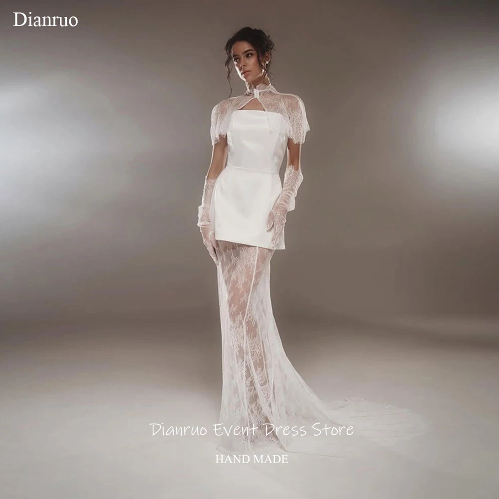 Dianruo Formal High Neckline Wedding Dress See Through Mermaid Vestido Novia Civil Appliques Maxi Robe De Mariée Customized
Dianruo Formal High Neckline Wedding Dress See Through Mermaid Vestido Novia Civil Appliques Maxi Robe De Mariée Customized