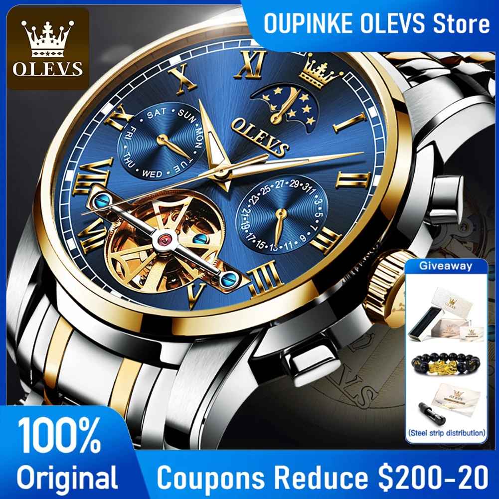 OLEVS 6617 High Quality Original Luxury Stainless Steel Automatic Mechanical Watch Moon Phase Watches For Man Free Gifts Reloj
OLEVS 6617 High Quality Original Luxury Stainless Steel Automatic Mechanical Watch Moon Phase Watches For Man Free Gifts Reloj