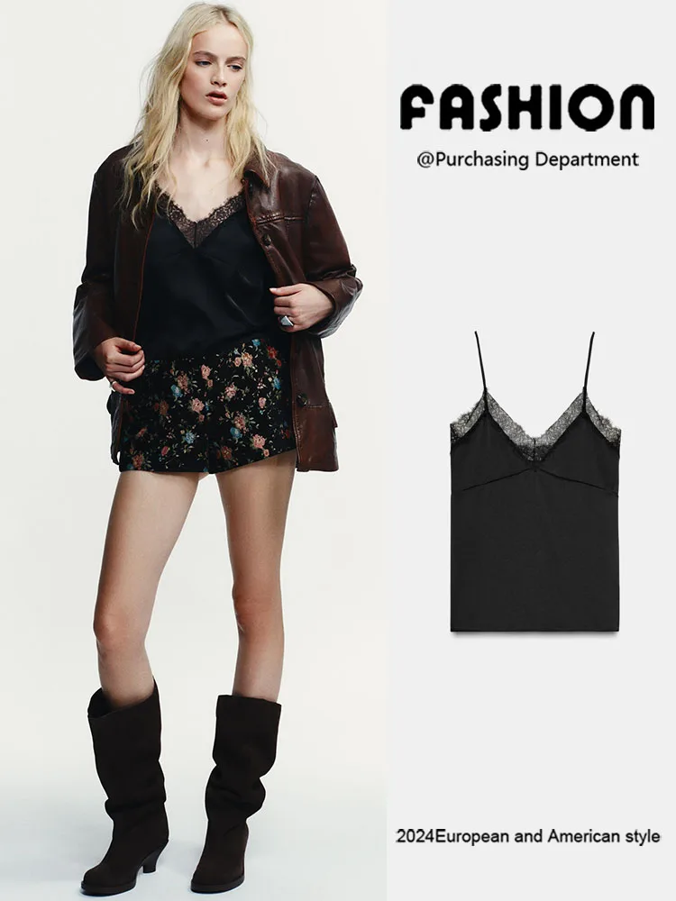 Winter New Arrival Women's Versatile Lace Trim Silk Satin Feel Top Ele Strap Design for All Ocns Faionable Trend
Winter New Arrival Women's Versatile Lace Trim Silk Satin Feel Top Ele Strap Design for All Ocns Faionable Trend