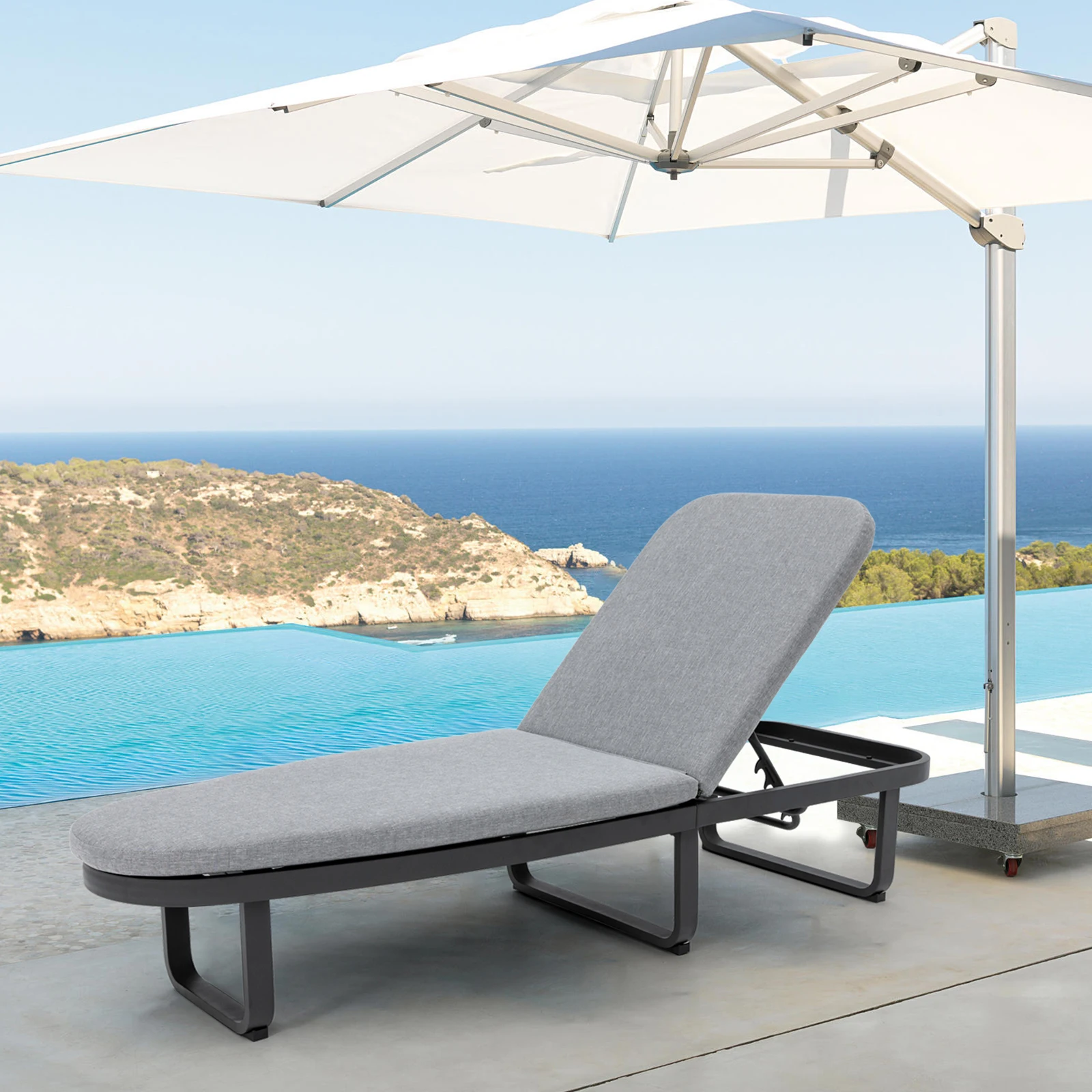 Outdoor Chaise Lounge Chair With Cushion Aluminum Loungers Pool Chaise Lounge Chair For Patio/Poolside/Beach
Outdoor Chaise Lounge Chair With Cushion Aluminum Loungers Pool Chaise Lounge Chair For Patio/Poolside/Beach