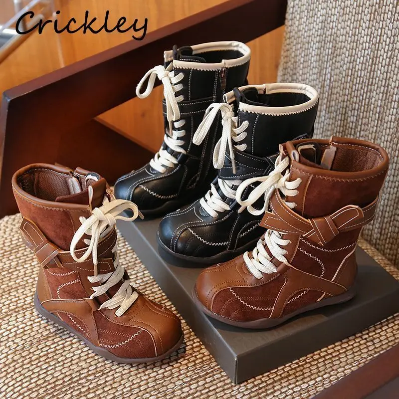 Fashion Patchwork Girls Boots Solid Bow Lace Up Children Mid Calf Shoes 2025 Design PU Zip Non Slip Kids Boots
Fashion Patchwork Girls Boots Solid Bow Lace Up Children Mid Calf Shoes 2025 Design PU Zip Non Slip Kids Boots