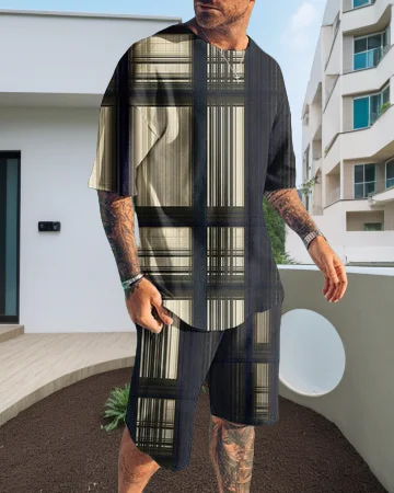 2025 Summer Best-selling Fashion Striped Print Men's Short-sleeved Suit Casual, Comfortable and Simple Outdoor Street Suit
2025 Summer Best-selling Fashion Striped Print Men's Short-sleeved Suit Casual, Comfortable and Simple Outdoor Street Suit