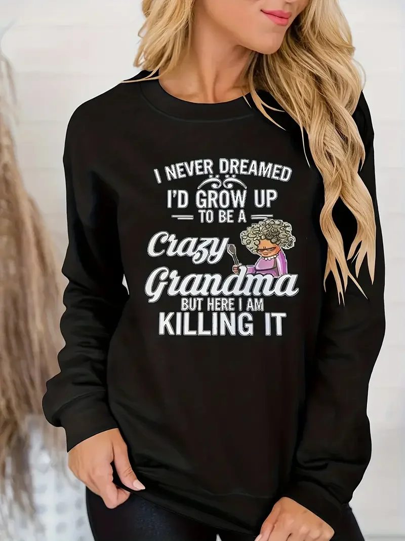 Granma Letter Print Sweatshirt, Casual Crew Neck Long Sleeve Sweatshirt, Women's Clothing
Granma Letter Print Sweatshirt, Casual Crew Neck Long Sleeve Sweatshirt, Women's Clothing