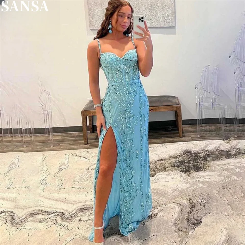 Sansa Simple A-line Tulle Evening Dress Floor-Length Strapless Wedding Dresses Spaghetti Strap Side Splite vestidos de fiesta
Sansa Simple A-line Tulle Evening Dress Floor-Length Strapless Wedding Dresses Spaghetti Strap Side Splite vestidos de fiesta