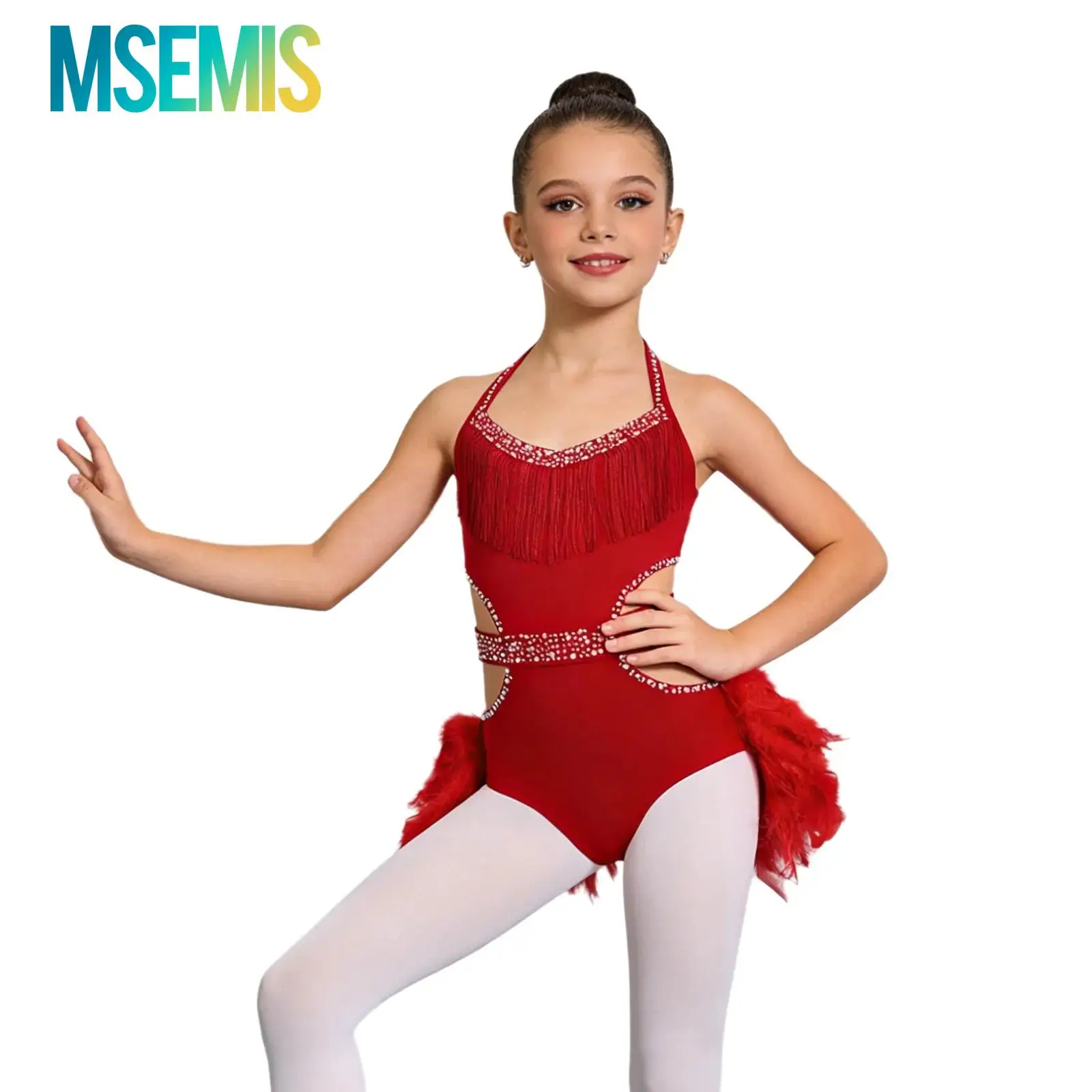 Kids Girls Sparkly Rhinestones Gymnastics Leotard Latin Dance Performance Costume Halter Cutout Bodice Feather Skirted Bodysuit
Kids Girls Sparkly Rhinestones Gymnastics Leotard Latin Dance Performance Costume Halter Cutout Bodice Feather Skirted Bodysuit