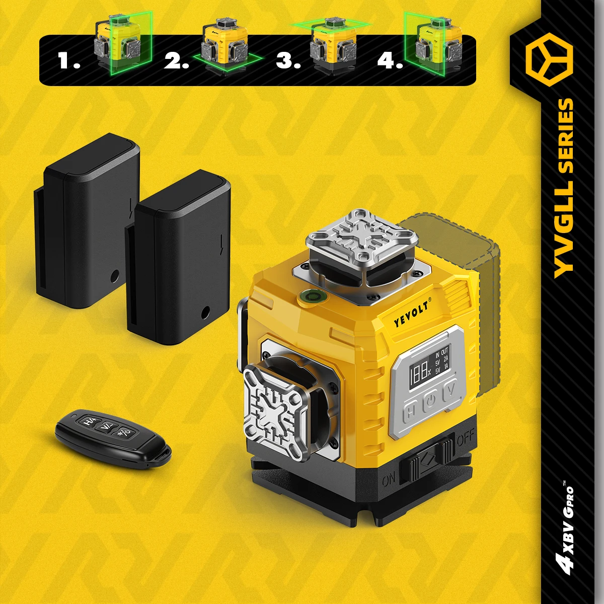 YEVOLT YVGLL4XS16G 4-Plane 16-Line Trade Laser Level Complex Layout Mode Flooring Seamless Joints High-Accuracy 30m Woring Range
YEVOLT YVGLL4XS16G 4-Plane 16-Line Trade Laser Level Complex Layout Mode Flooring Seamless Joints High-Accuracy 30m Woring Range