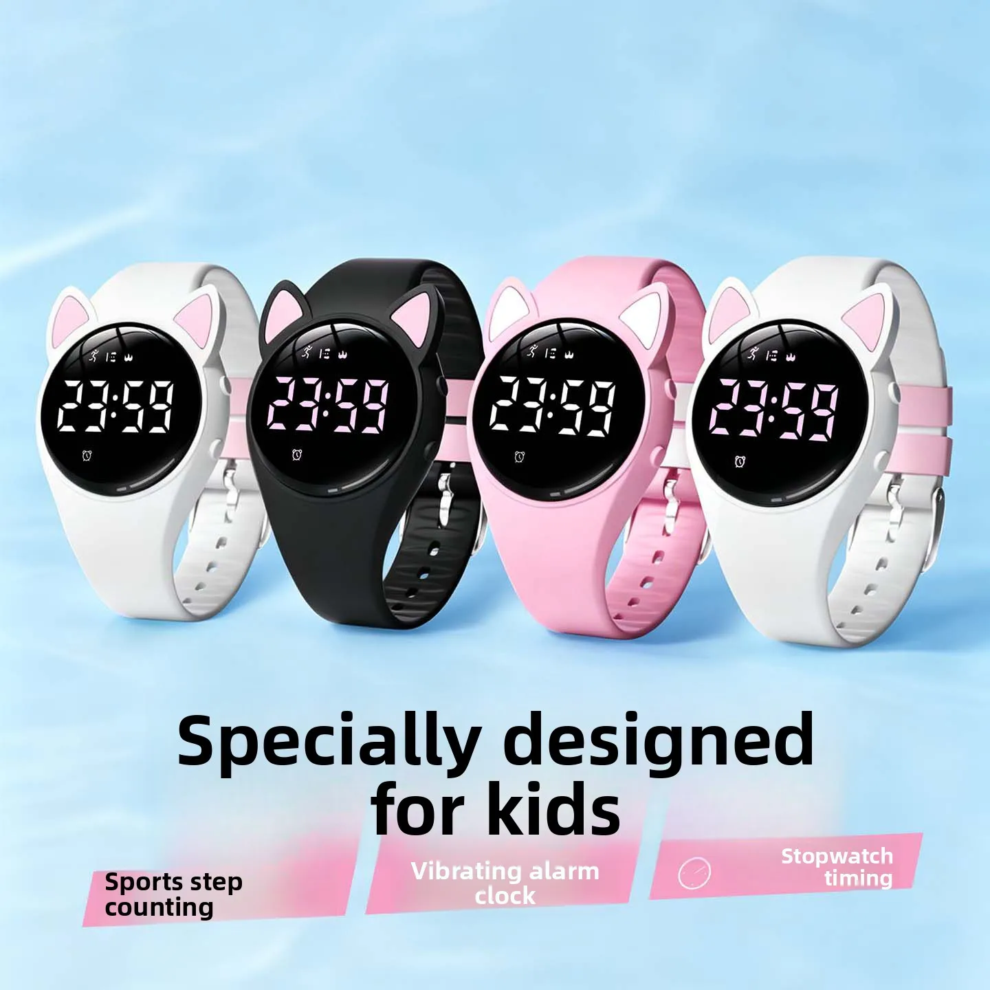 Children Student Electronic Watches for Girls and Boys Cute Cat Ear Digital Sport LED Simple Electronic Wrist Watch Kids Relogio
Children Student Electronic Watches for Girls and Boys Cute Cat Ear Digital Sport LED Simple Electronic Wrist Watch Kids Relogio