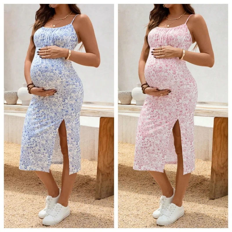 European and American Maternity Clothing Summer New Suspender Floral Mid Skirt Split Slim Fit Dress
European and American Maternity Clothing Summer New Suspender Floral Mid Skirt Split Slim Fit Dress