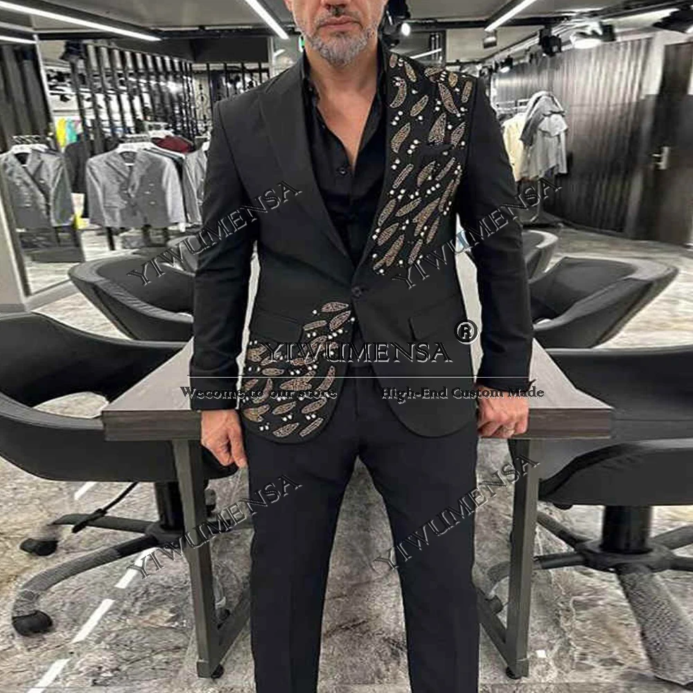 Luxury Sparkling Crystal Beads Suits Men For Wedding Single Breasted Jacket Pants 2 Pieces Groomsman Tuxedos Custom Made Blazers
Luxury Sparkling Crystal Beads Suits Men For Wedding Single Breasted Jacket Pants 2 Pieces Groomsman Tuxedos Custom Made Blazers