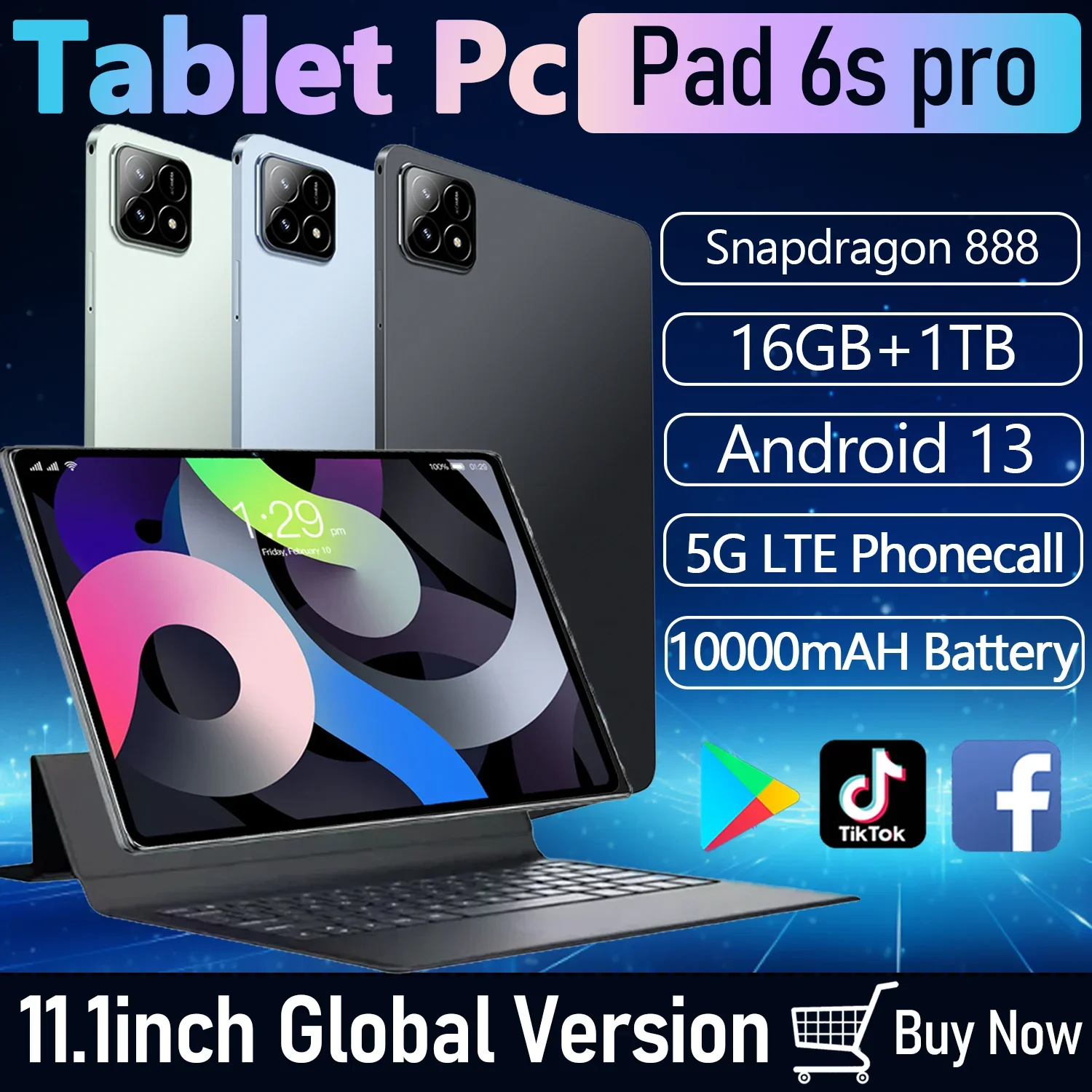 2024 Global Version NEW Original Pad 6S Pro Tablet 11inch HD 16GB+1T Snapdragon 888 10000mAh 5G Dual SIM Bluetooth WiFi Tablet
2024 Global Version NEW Original Pad 6S Pro Tablet 11inch HD 16GB+1T Snapdragon 888 10000mAh 5G Dual SIM Bluetooth WiFi Tablet