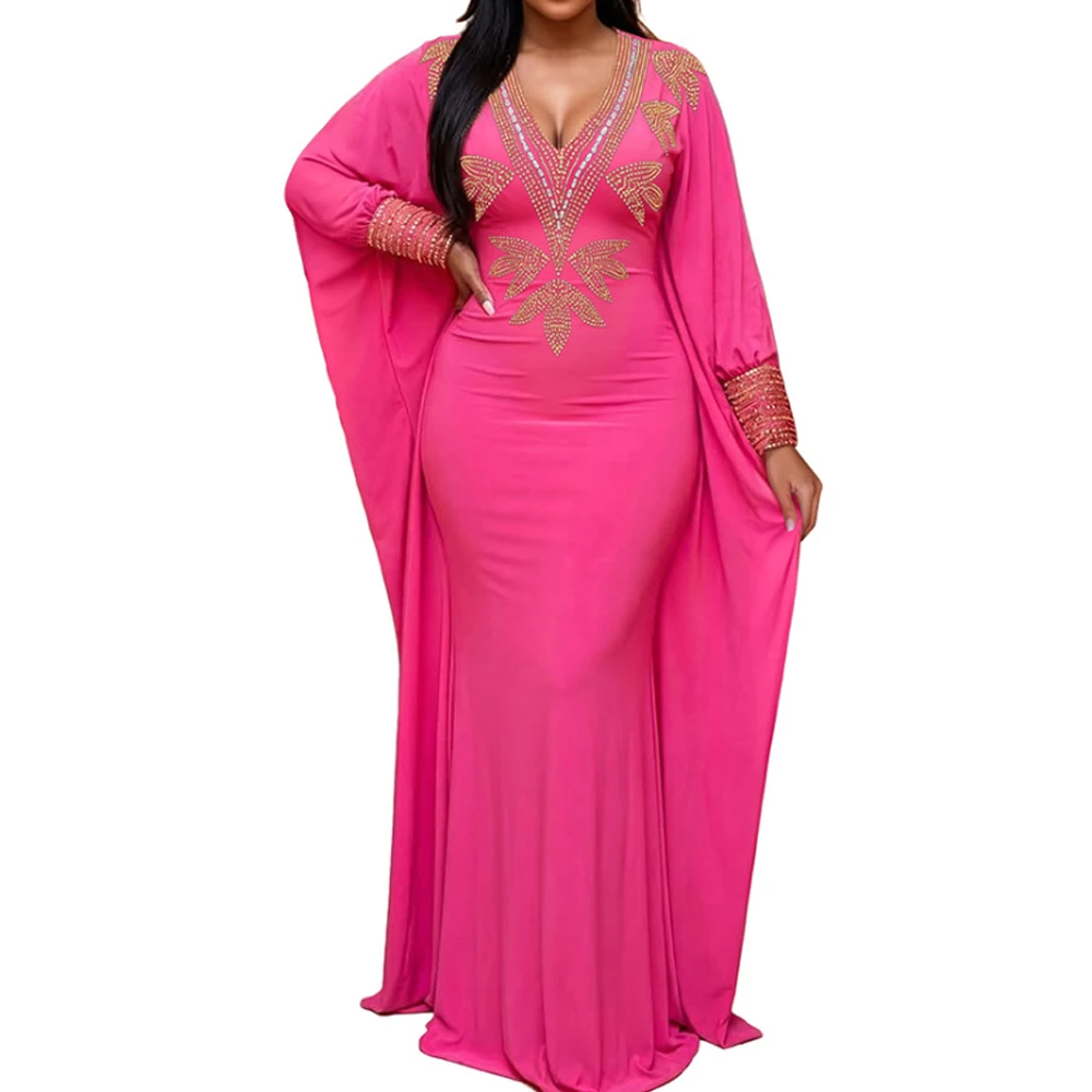 Fashion V-Neck Rhinestone Solid Color Shawl Party Dress
Fashion V-Neck Rhinestone Solid Color Shawl Party Dress