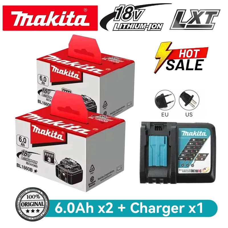 Makita 18V 6.0Ah Rechargeable Battery BL1860 BL1860B BL1850 BL1840 BL1830 & Charger For Cordless Screwdriver Power Tools
Makita 18V 6.0Ah Rechargeable Battery BL1860 BL1860B BL1850 BL1840 BL1830 & Charger For Cordless Screwdriver Power Tools