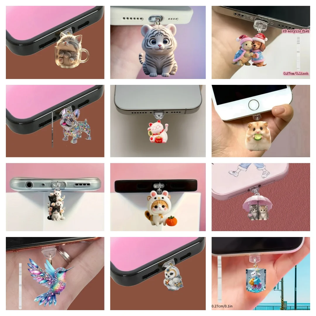 2D Flat Acrylic Phone Dust Plug, Suitable for Type-C, 12 Styles, Suitable for iPhone 15-17 Phone Dust Plugs
2D Flat Acrylic Phone Dust Plug, Suitable for Type-C, 12 Styles, Suitable for iPhone 15-17 Phone Dust Plugs