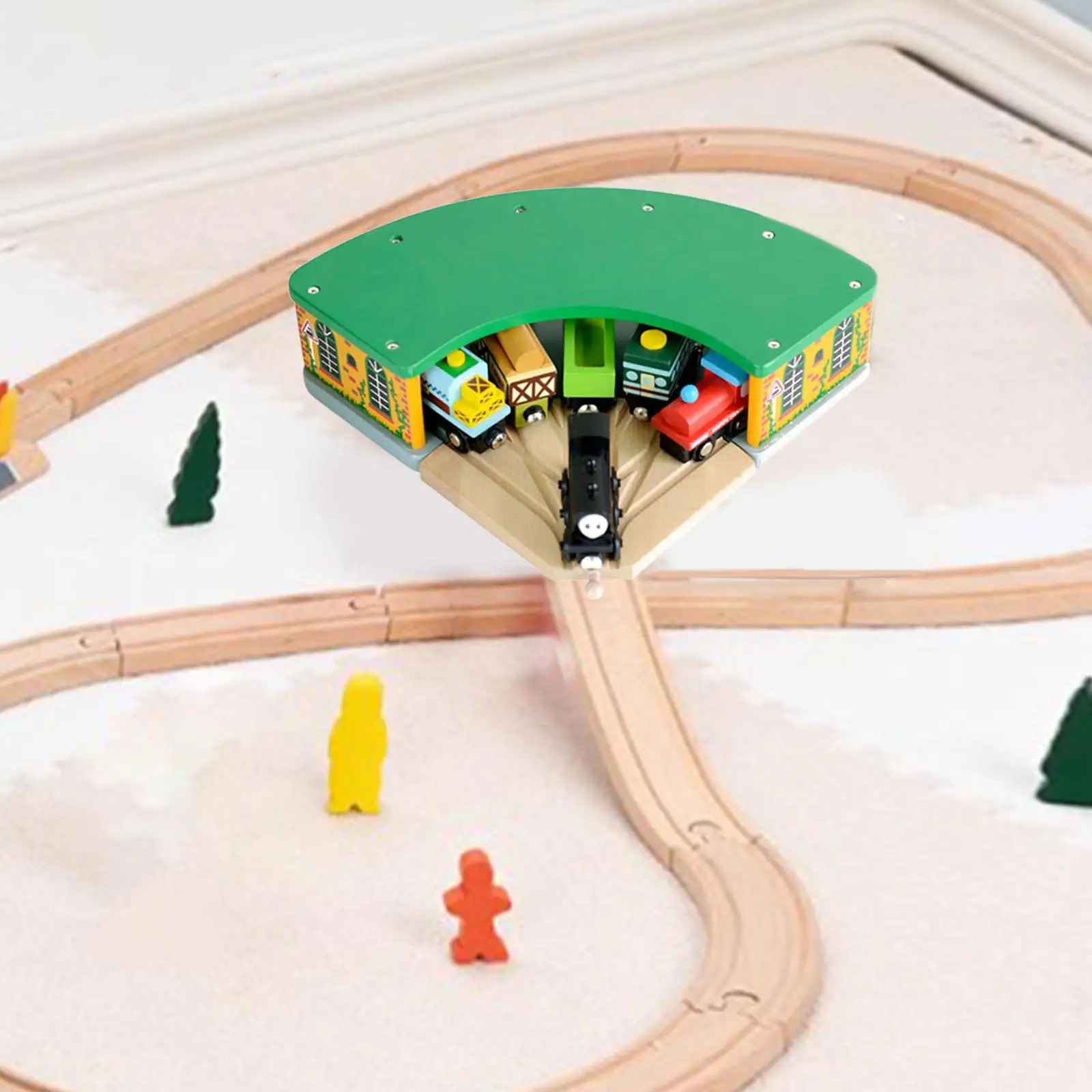 Wooden Train Round House with 5 Way Switch Tracks Wooden Train Accessories Imaginative Play for Birthday Gift Ages 3+ Years
Wooden Train Round House with 5 Way Switch Tracks Wooden Train Accessories Imaginative Play for Birthday Gift Ages 3+ Years