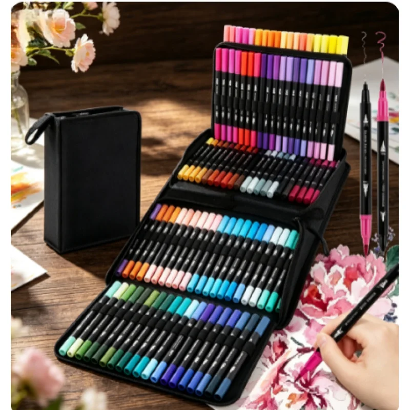 12-120 Colors Dual Tip Watercolor Markers Brush Fineliner Drawing Pens Art Supplies
12-120 Colors Dual Tip Watercolor Markers Brush Fineliner Drawing Pens Art Supplies