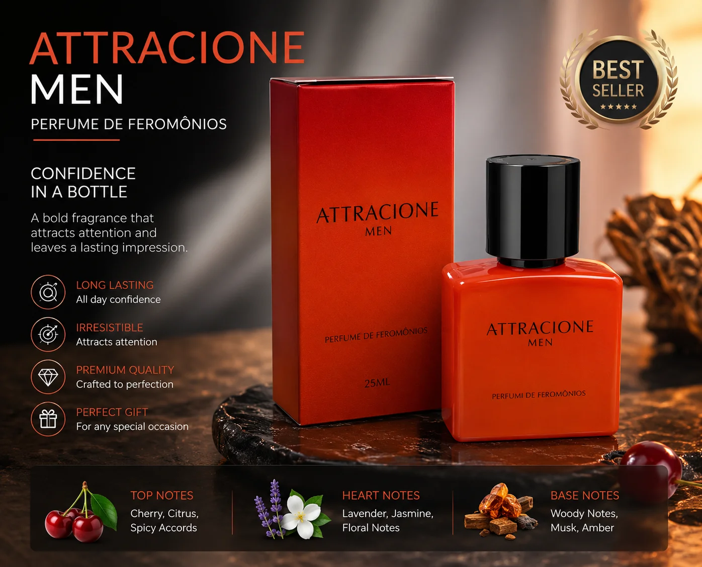 Attracione Men Pheromone Perfume 25ml - Long Lasting Attraction Fragrance - Orange Red Bottle Cologne Gift For Him Boyfriend
Attracione Men Pheromone Perfume 25ml - Long Lasting Attraction Fragrance - Orange Red Bottle Cologne Gift For Him Boyfriend