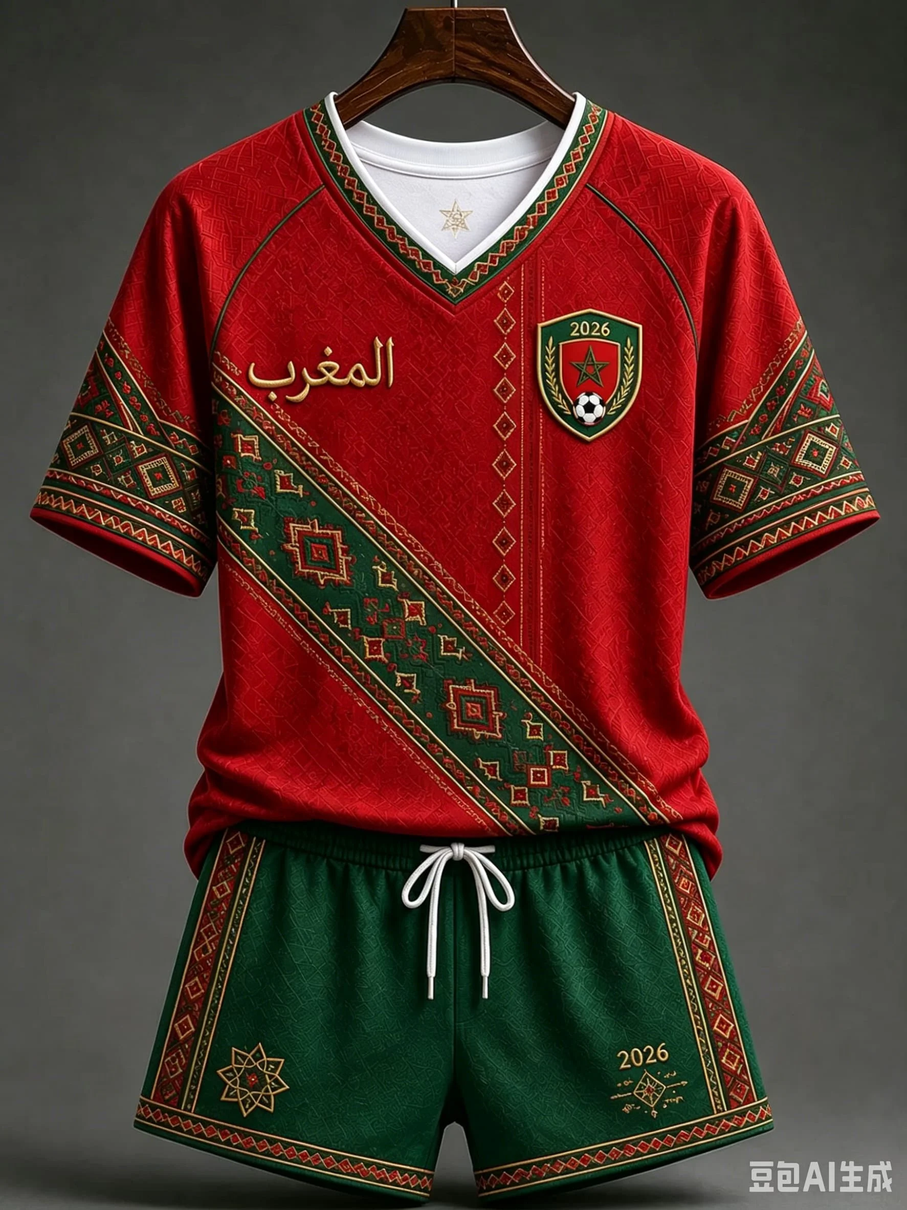 Red White Morocco 2026 Football Jersey Shorts Set Arabic Geometric Print V Neck Quick Dry Soccer Training Kit Male Supporters
Red White Morocco 2026 Football Jersey Shorts Set Arabic Geometric Print V Neck Quick Dry Soccer Training Kit Male Supporters