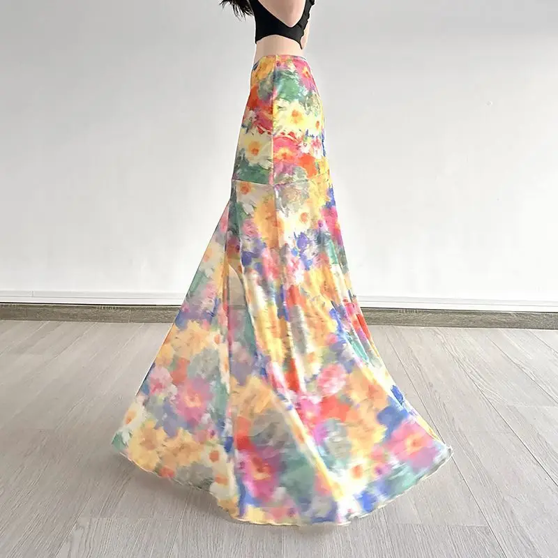 French Summer Colorful Oil Painting Print Tulle Low Waist Slim Fit Slimming Maxi Skirt Beach Vacation Dress
French Summer Colorful Oil Painting Print Tulle Low Waist Slim Fit Slimming Maxi Skirt Beach Vacation Dress