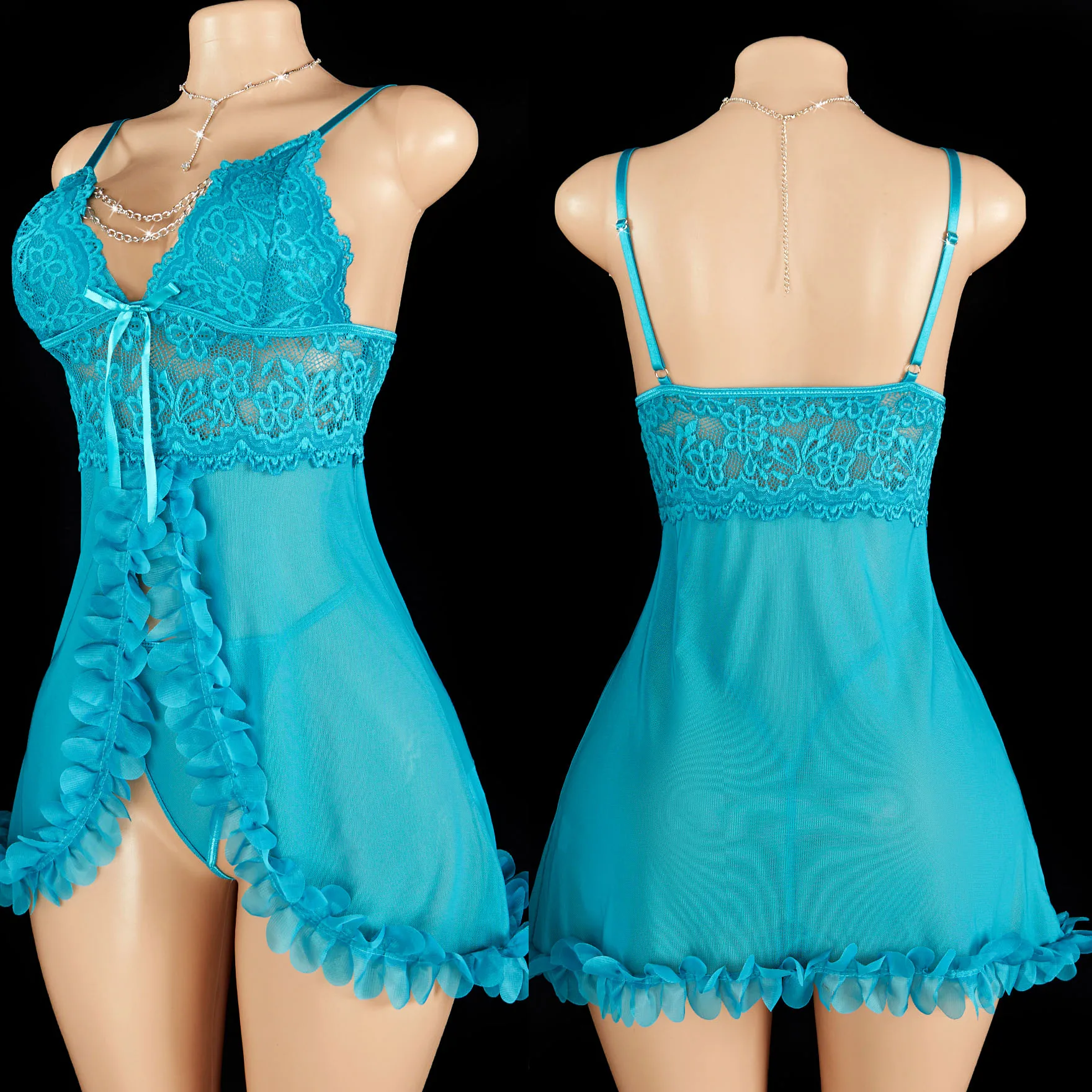 Элегантная милая лоскутная сексуальная ночная рубашка на бретельках с кружевной отделкой и стрингами, платье-бретелька с разрезом спереди, полупрозрачный подарок на День святого Валентина 
Элегантная милая лоскутная сексуальная ночная рубашка на бретельках с кружевной отделкой и стрингами, платье-бретелька с разрезом спереди, полупрозрачный подарок на День святого Валентина