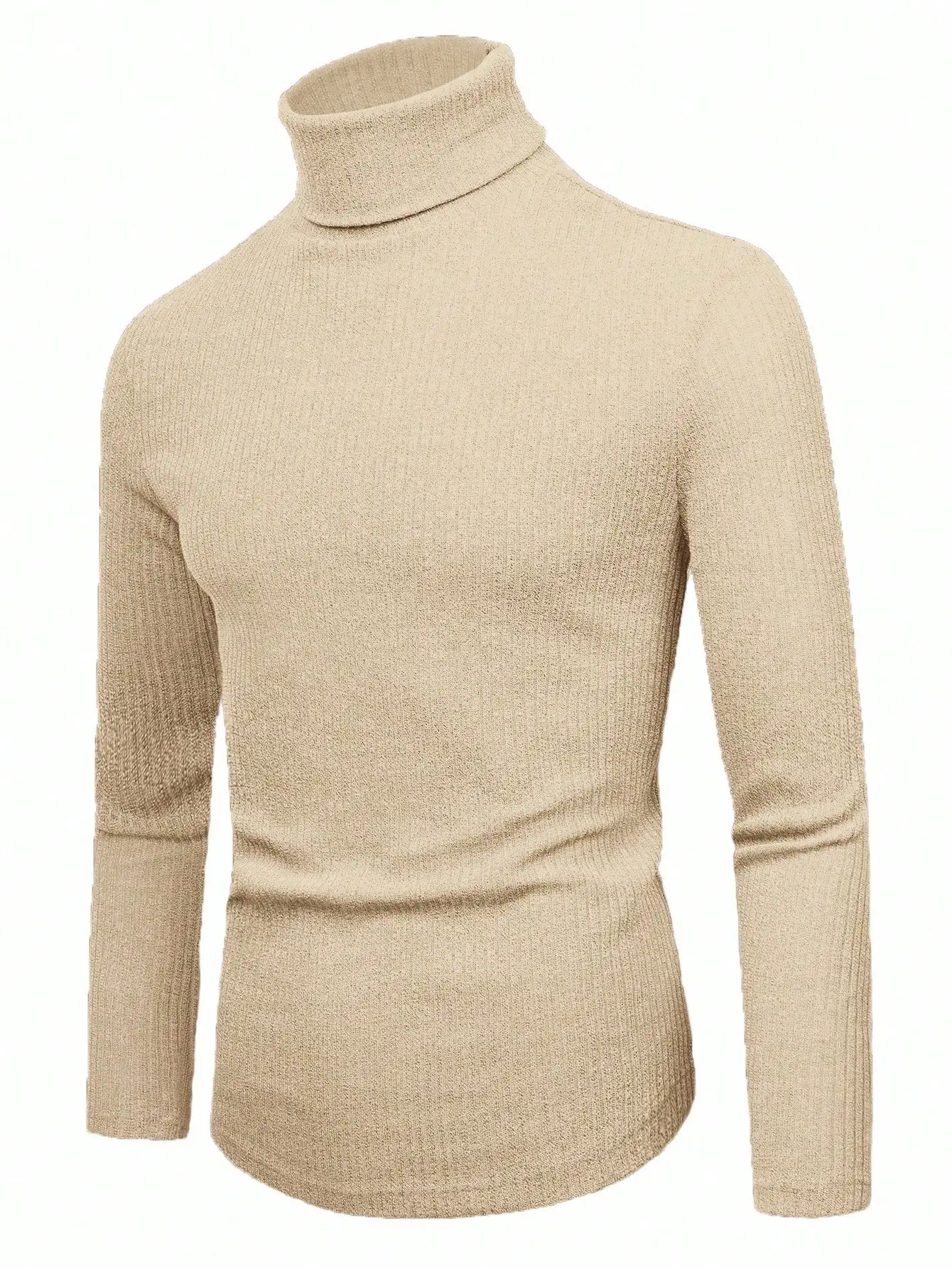 Men's Beige Ribbed Turtleneck Long Sleeve Knit Pullover for Casual Autumn Wear
Men's Beige Ribbed Turtleneck Long Sleeve Knit Pullover for Casual Autumn Wear