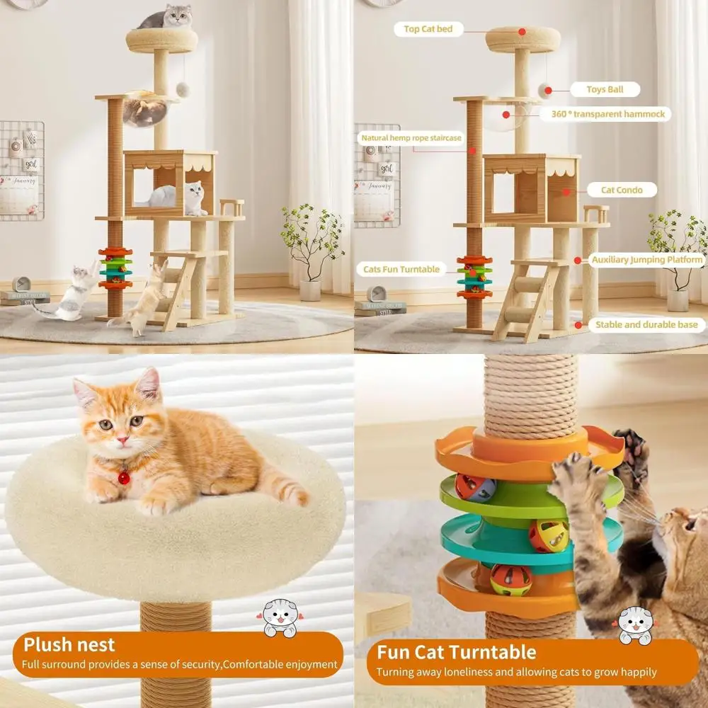 Домашняя кошачья башня с несколькими уровнями, плюшевым чехлом, когтеточками, гамаком, съемной и моющейся для современной кошачьей жизни
Домашняя кошачья башня с несколькими уровнями, плюшевым чехлом, когтеточками, гамаком, съемной и моющейся для современной кошачьей жизни