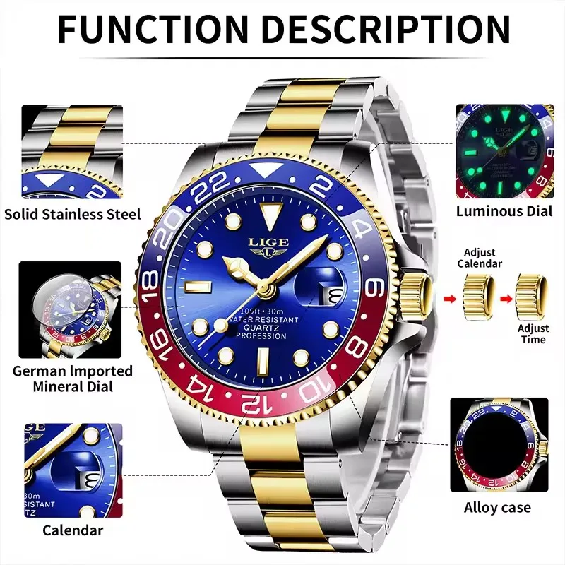 LIGE Brand New Men's Watches Luminous Stainless steel Business Quartz Watch Luxury Clock Waterproof Watches For Men reloj hommes
LIGE Brand New Men's Watches Luminous Stainless steel Business Quartz Watch Luxury Clock Waterproof Watches For Men reloj hommes