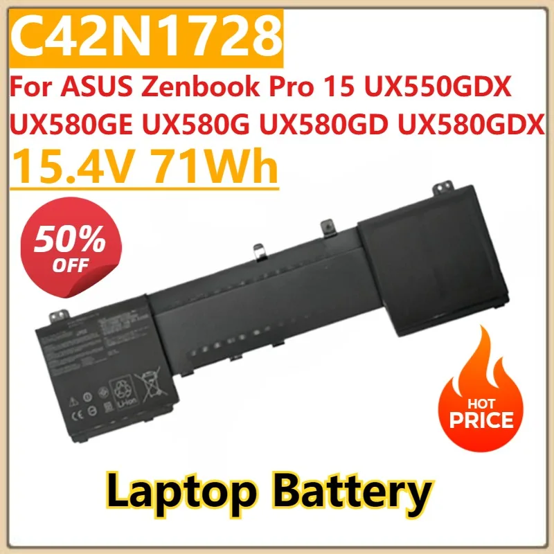 New C42N1728 Laptop Battery 15.4V 71Wh for ASUS Zenbook Pro 15 UX550GDX UX580GE UX580G UX580GD UX580GDX UX550GE UX550GEX UX550GD
New C42N1728 Laptop Battery 15.4V 71Wh for ASUS Zenbook Pro 15 UX550GDX UX580GE UX580G UX580GD UX580GDX UX550GE UX550GEX UX550GD