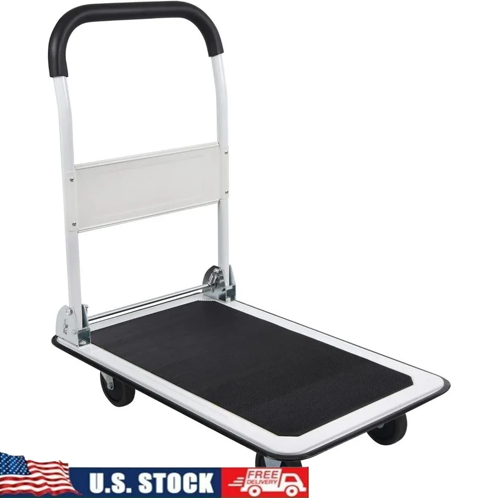 Foldable Platform Cart Push Truck 330lbs Capacity Mute Wheels Sturdy Flatbed Hand Truck Rubber Grip Multifuntional Utility Dolly
Foldable Platform Cart Push Truck 330lbs Capacity Mute Wheels Sturdy Flatbed Hand Truck Rubber Grip Multifuntional Utility Dolly