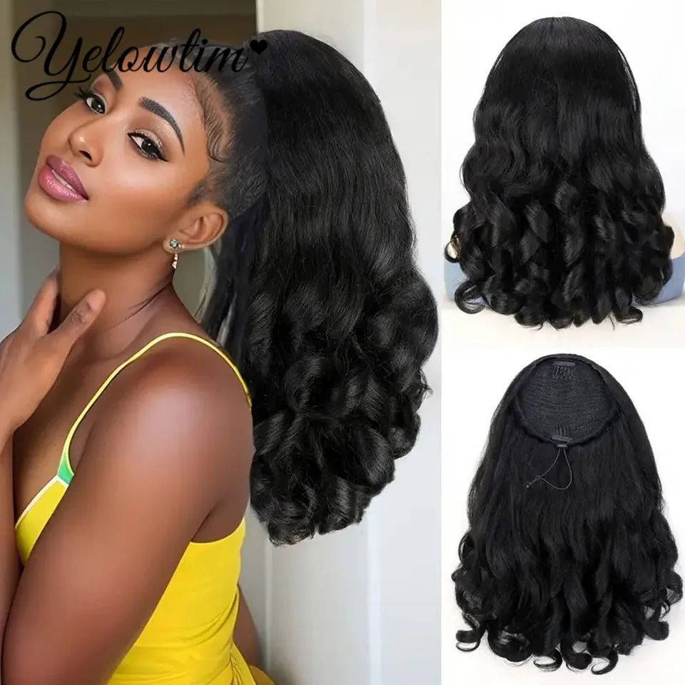 Wig European and American women drawstring yaki ponytail short hair fluffy short curly ponytail extensions ponytail wig piece
Wig European and American women drawstring yaki ponytail short hair fluffy short curly ponytail extensions ponytail wig piece
