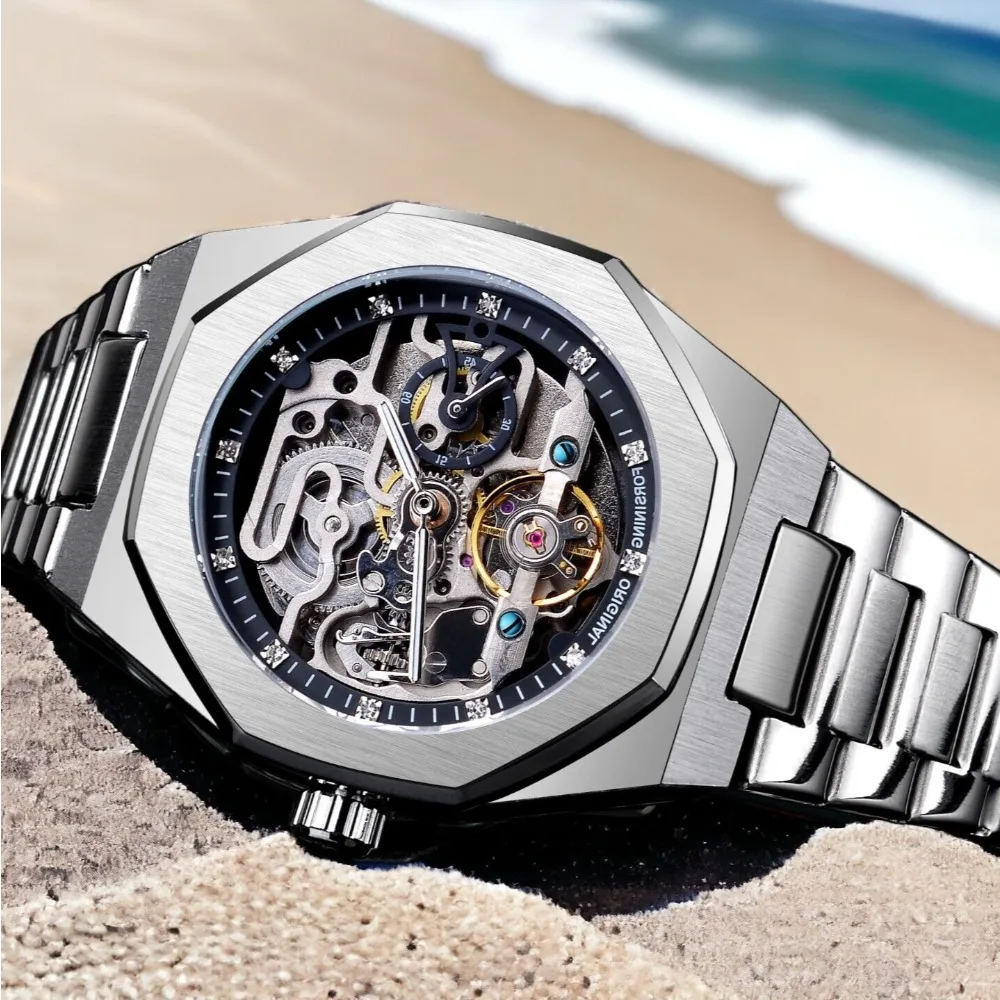 FORSINING Skeleton Black Dial Mechanical Automatic Self Wind Men's Luxury Silver Stainless Steel Strap Watch Nice Gift
FORSINING Skeleton Black Dial Mechanical Automatic Self Wind Men's Luxury Silver Stainless Steel Strap Watch Nice Gift