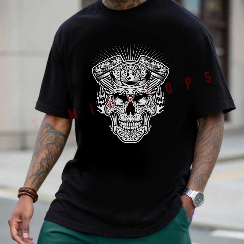 Skull Engine Vintage Motorcycle Design Men T-Shirt Cotton O-neck Short Sleeve Fashion Hip Hop Streetwear Top Tees
Skull Engine Vintage Motorcycle Design Men T-Shirt Cotton O-neck Short Sleeve Fashion Hip Hop Streetwear Top Tees