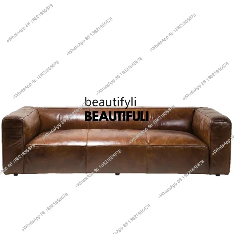 S8617American retro tofu block leather sofa designer living room oil wax leather straight row sofa
S8617American retro tofu block leather sofa designer living room oil wax leather straight row sofa