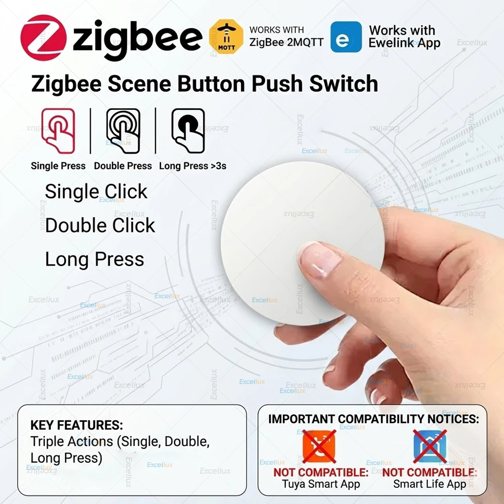 Zigbee Smart Scene Switch Push Button Switch Include Battery Automation Scenarios Switch Works With Ewelink App/Z2M Need Gateway
Zigbee Smart Scene Switch Push Button Switch Include Battery Automation Scenarios Switch Works With Ewelink App/Z2M Need Gateway