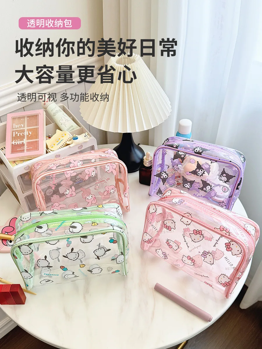 Popular Sanrio Kuromi Transparent Makeup Bag Kawaii Large Capacity High Beauty Melody Portable Travel Storage Bag Girl Gift
Popular Sanrio Kuromi Transparent Makeup Bag Kawaii Large Capacity High Beauty Melody Portable Travel Storage Bag Girl Gift