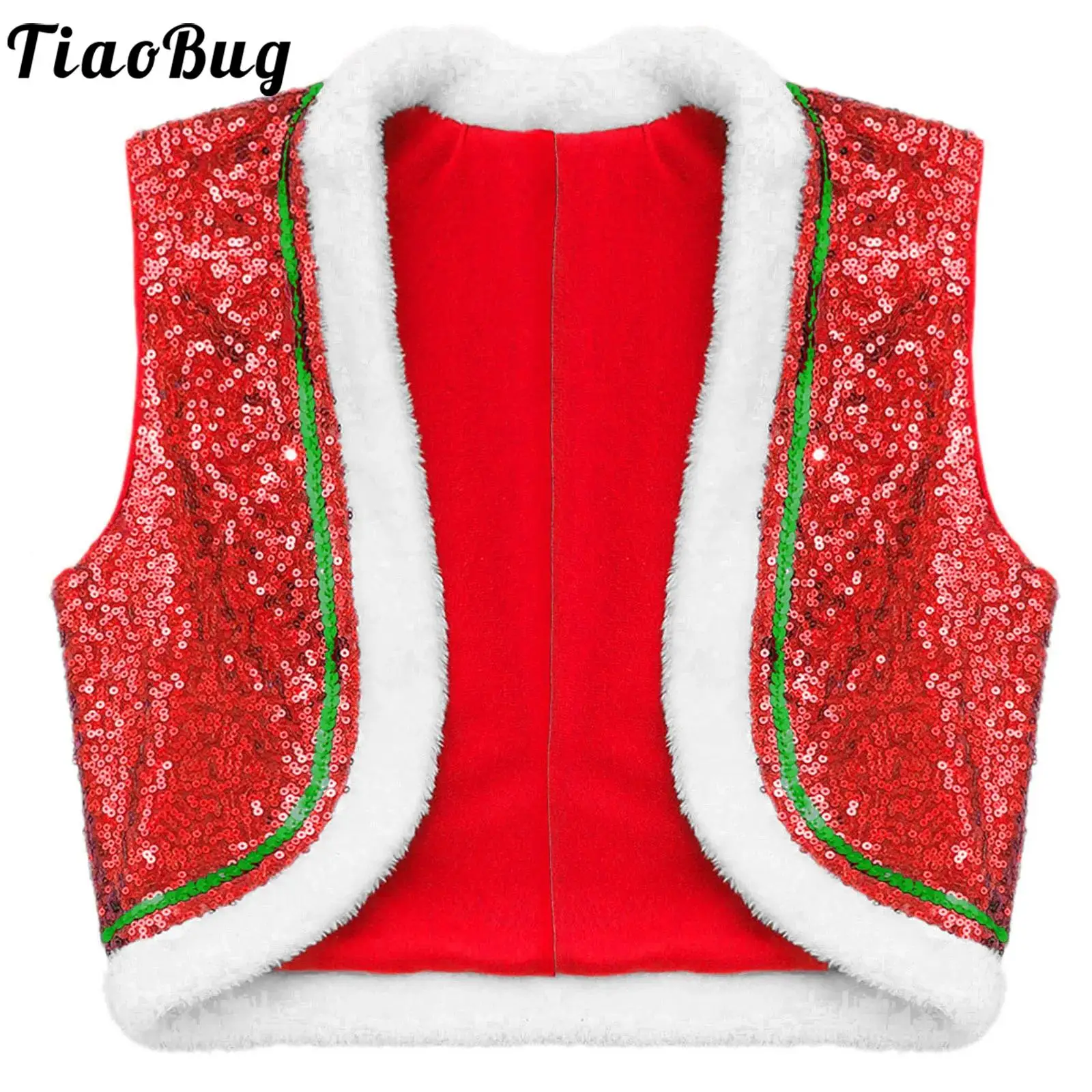 Boys Girls Christmas Sequin Elf Costume Vest Xmas Santa Elf Circus Cosplay Dresses Performance Sleeveless Faux Fur Hem Waistcoat
Boys Girls Christmas Sequin Elf Costume Vest Xmas Santa Elf Circus Cosplay Dresses Performance Sleeveless Faux Fur Hem Waistcoat