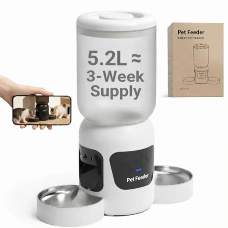 Automatic Cat Feeder with Camera, 5.2L Smart Cat Food Dispenser for Multi-Pet Homes, 170° Wide Angle Night Vision Auto Cat Feed
Automatic Cat Feeder with Camera, 5.2L Smart Cat Food Dispenser for Multi-Pet Homes, 170° Wide Angle Night Vision Auto Cat Feed