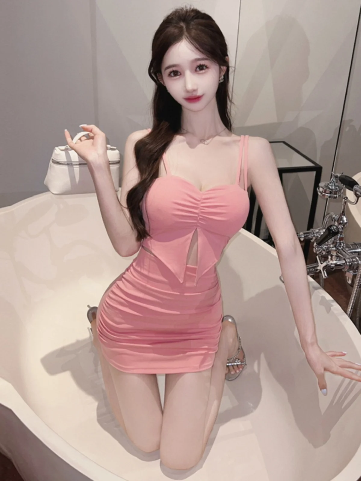 Sexy Spicy Girl Hollow out Strap Vest Dress Slimming Backless High Waist Pure Desire Style Fake Two-Piece Design Bodycon Dress
Sexy Spicy Girl Hollow out Strap Vest Dress Slimming Backless High Waist Pure Desire Style Fake Two-Piece Design Bodycon Dress