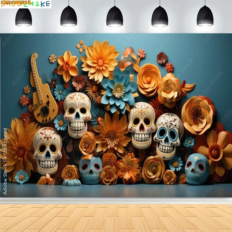 Day Of The Dead With Floral Ornaments Photography Backdrops Skulls Halloween Magic Costumes Scary Stories Background DV-01
Day Of The Dead With Floral Ornaments Photography Backdrops Skulls Halloween Magic Costumes Scary Stories Background DV-01