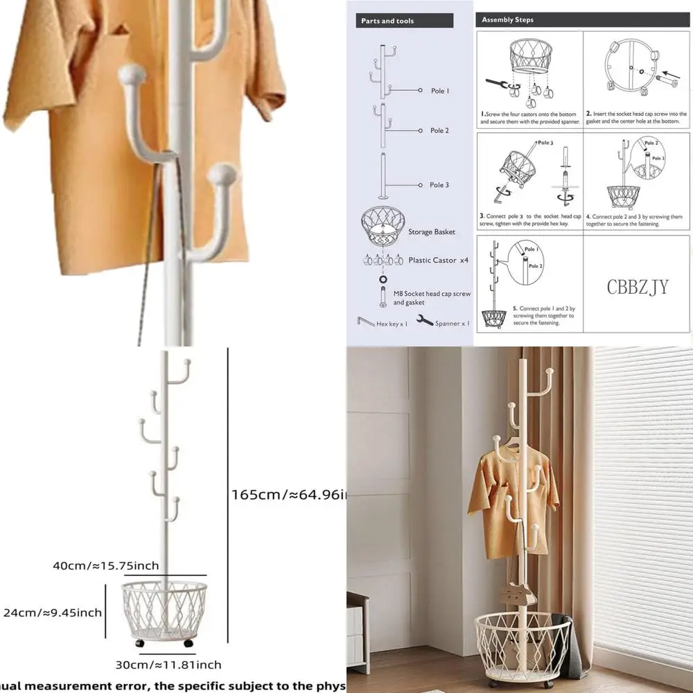 Modern White Metal Cactus Coat Rack with Basket - Perfect for Home Entryway and Bedroom Storage
Modern White Metal Cactus Coat Rack with Basket - Perfect for Home Entryway and Bedroom Storage