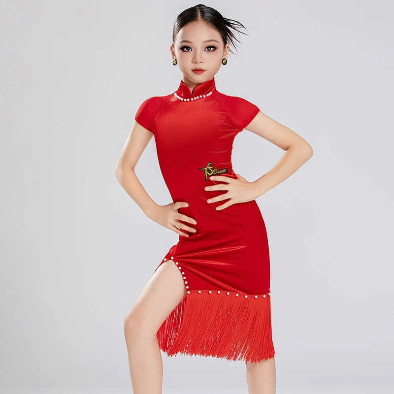 Girls Red Latin Dance Dress Chinese Style Qipao Fringe Dress Performance Clothes Kids Competition Dress Rumba Tango Wear BL17266
Girls Red Latin Dance Dress Chinese Style Qipao Fringe Dress Performance Clothes Kids Competition Dress Rumba Tango Wear BL17266